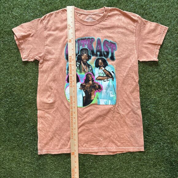 Y2K OUTKAST Orange Cotton Crew Neck Short Sleeve Distressed T-Shirt Size Medium - Picture 2 of 9